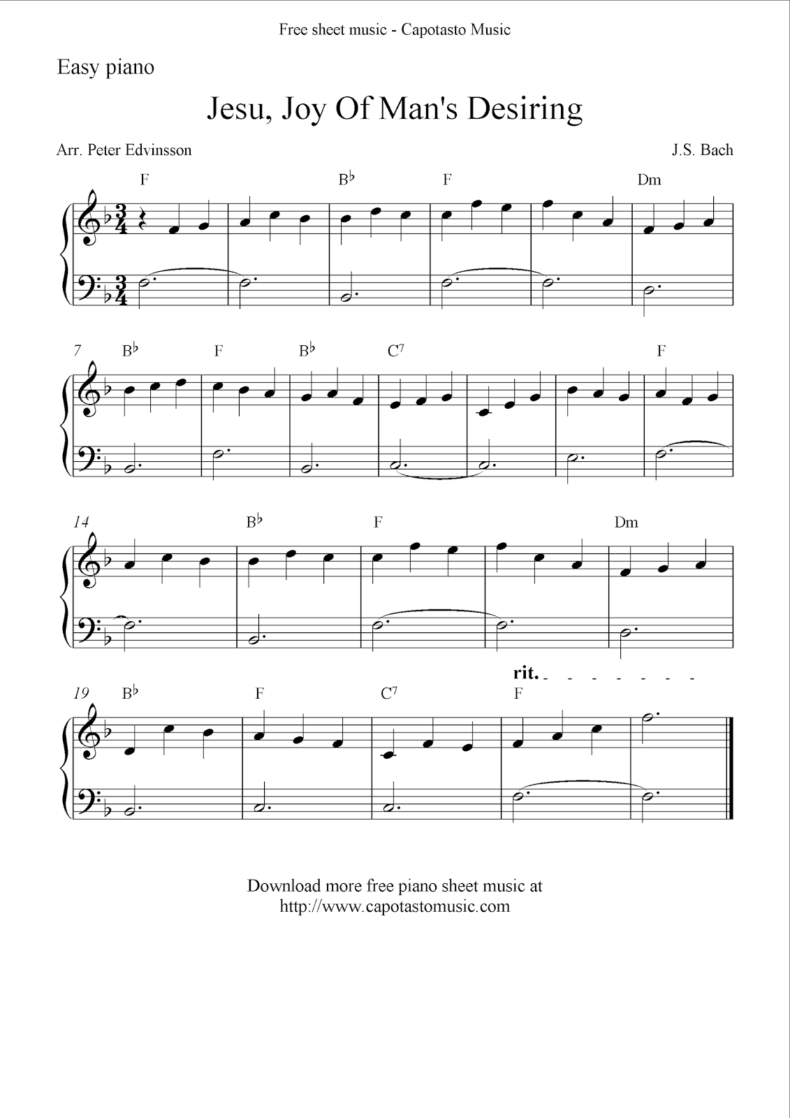 Easy Printable Piano Sheet Music