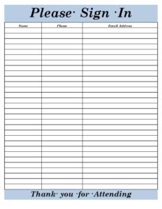 Editable Sign In Sheet Printable Free Sign In Sheet Template Beautiful