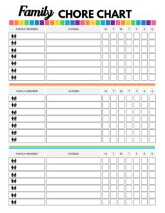 Family Chore Chart PDF Instant Download 8 5x11 Etsy Family Chore