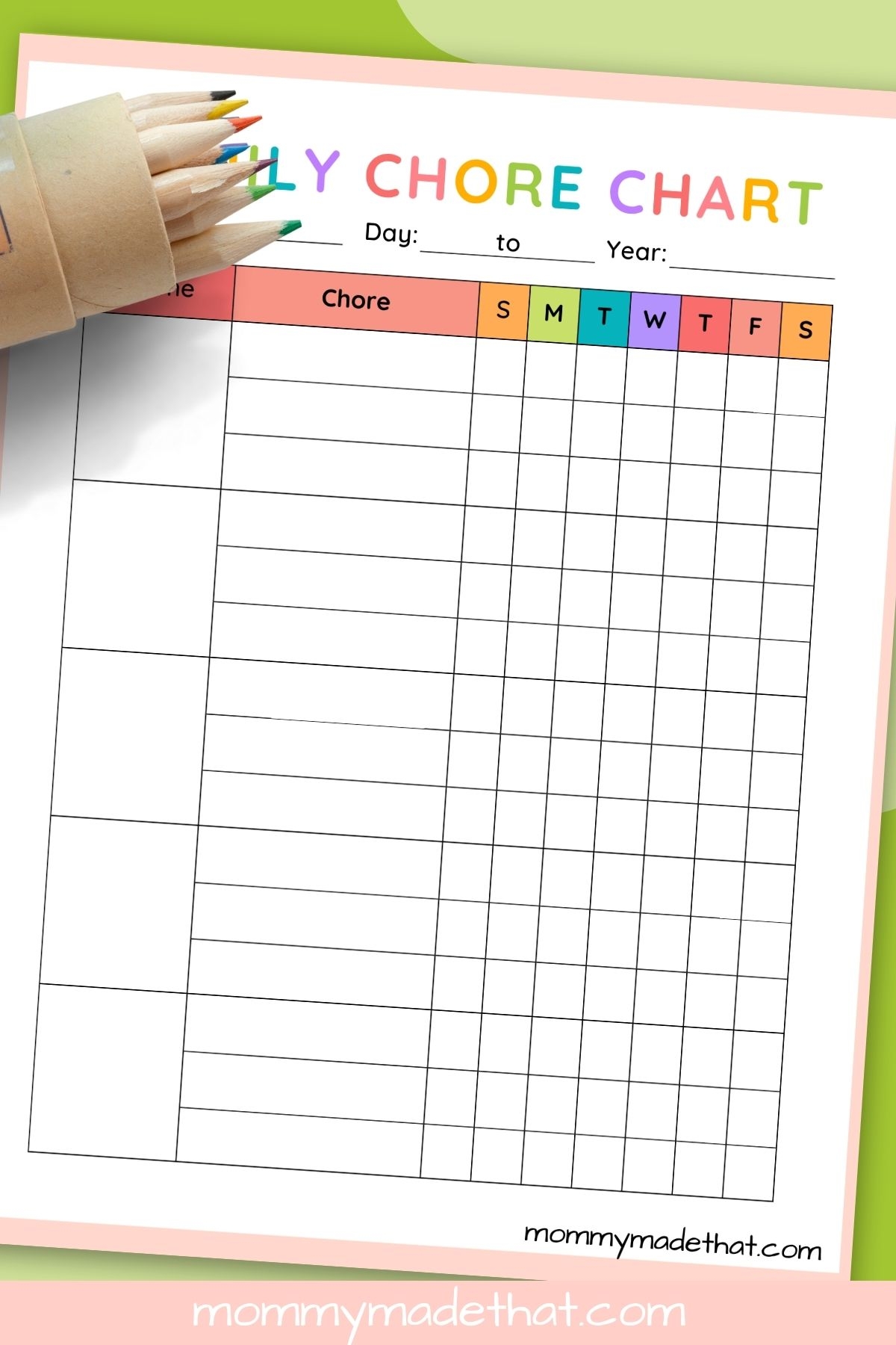 Free Printable Family Chore Chart Template