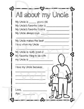 Father s Day All About Interview Activity Printable Includes Uncle 