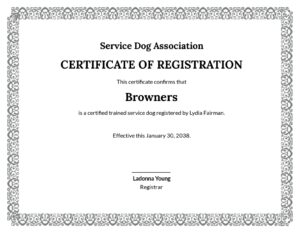 Fillable Blank Downloadable Free Printable Service Dog Certificate