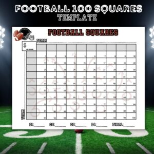 Football Squares Printable Football Square Fundraiser 100 Square