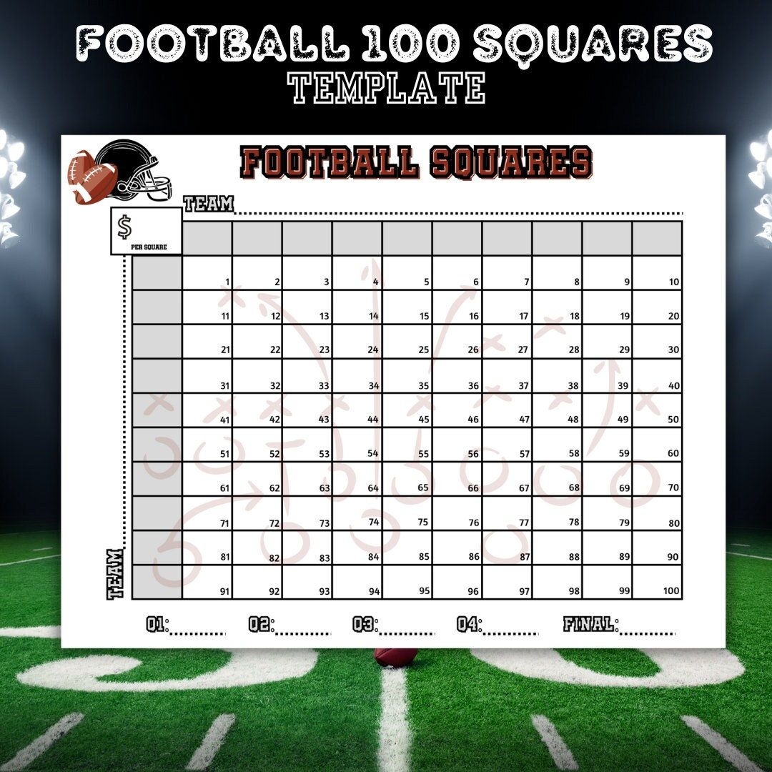 Football Squares Printable Football Square Fundraiser 100 Square 