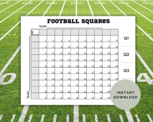 Football Squares Printable Game 100 Square Football Board Football