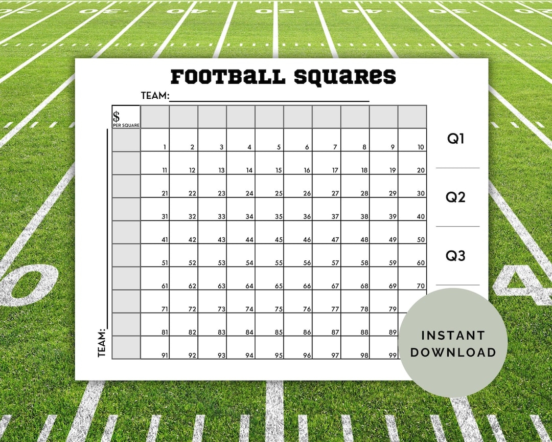 Free Printable 100 Square Football Board
