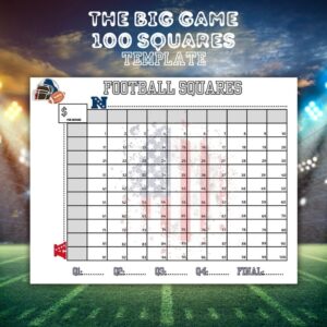 Football Squares Printable The Big Game Squares 100 Square Football