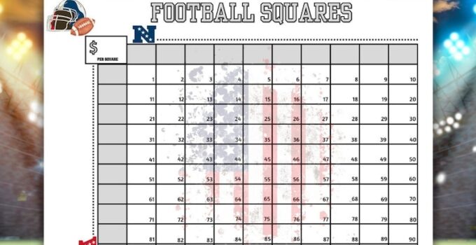 Free Printable 100 Square Football Board