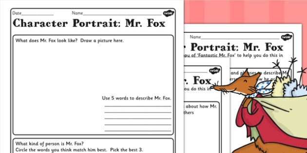 FREE Character Profile Mr Fox Worksheet To Support Teaching On 