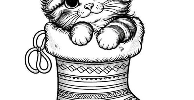 Free Printable Christmas Cat Coloring Pages