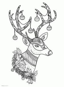 Free Christmas Reindeer Colouring Pages For Adults COLORING PAGES
