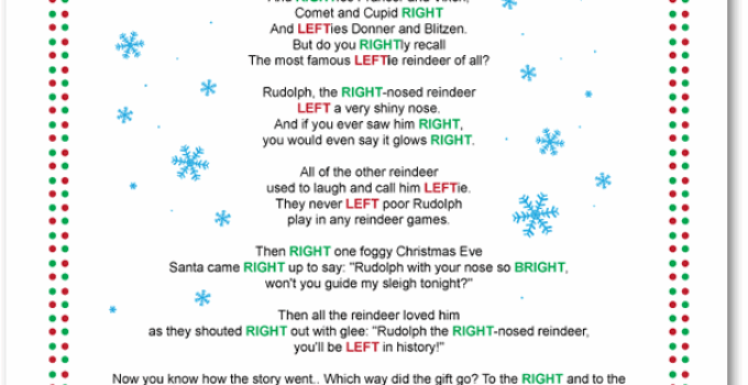 Left Right Christmas Game Printable Free
