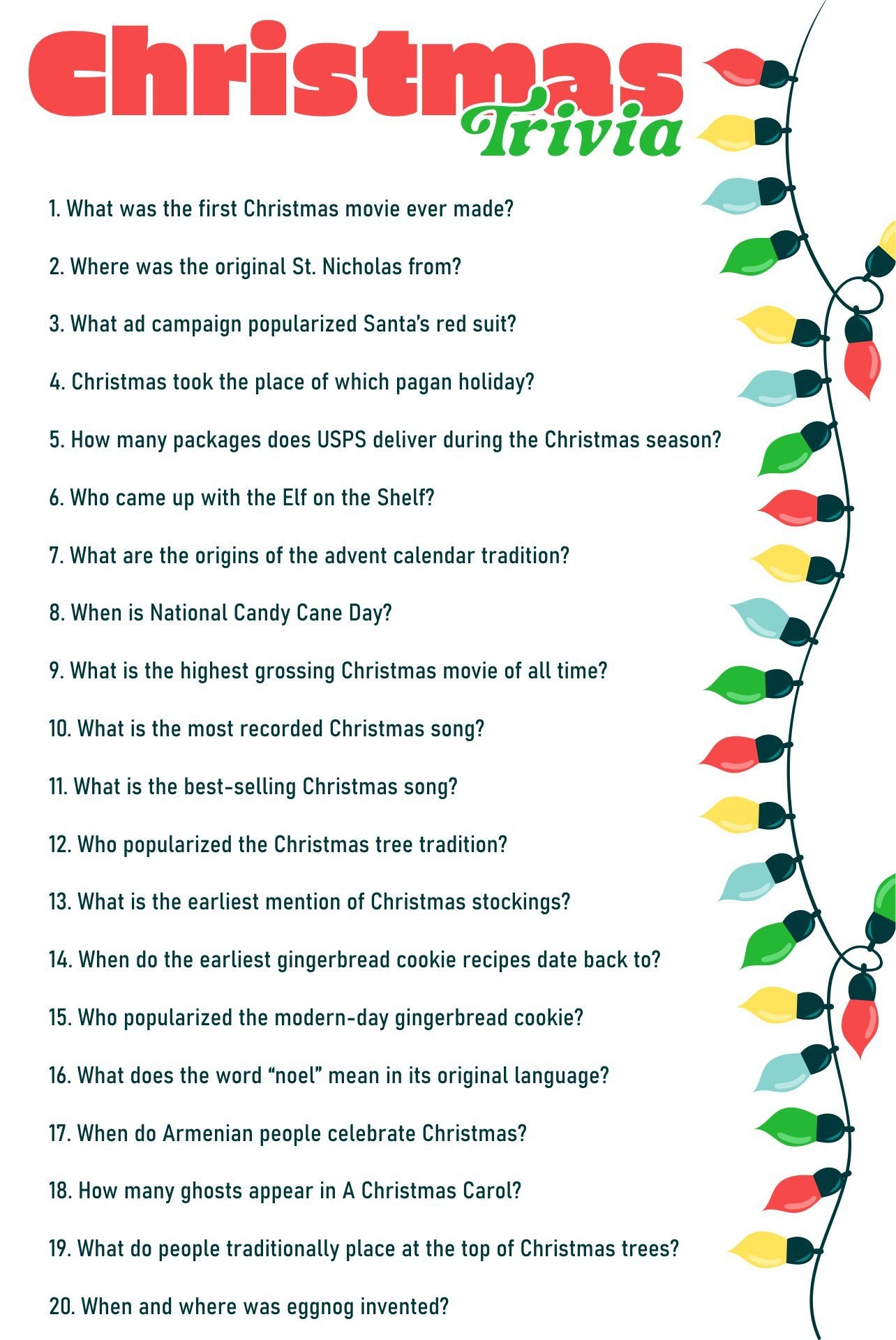 Free Christmas Trivia Questions And Answers Printable FREE Printable HQ