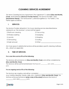 Free Cleaning Service Contract Templates Word PDF