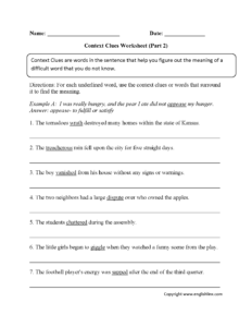 Free Context Clues Worksheets