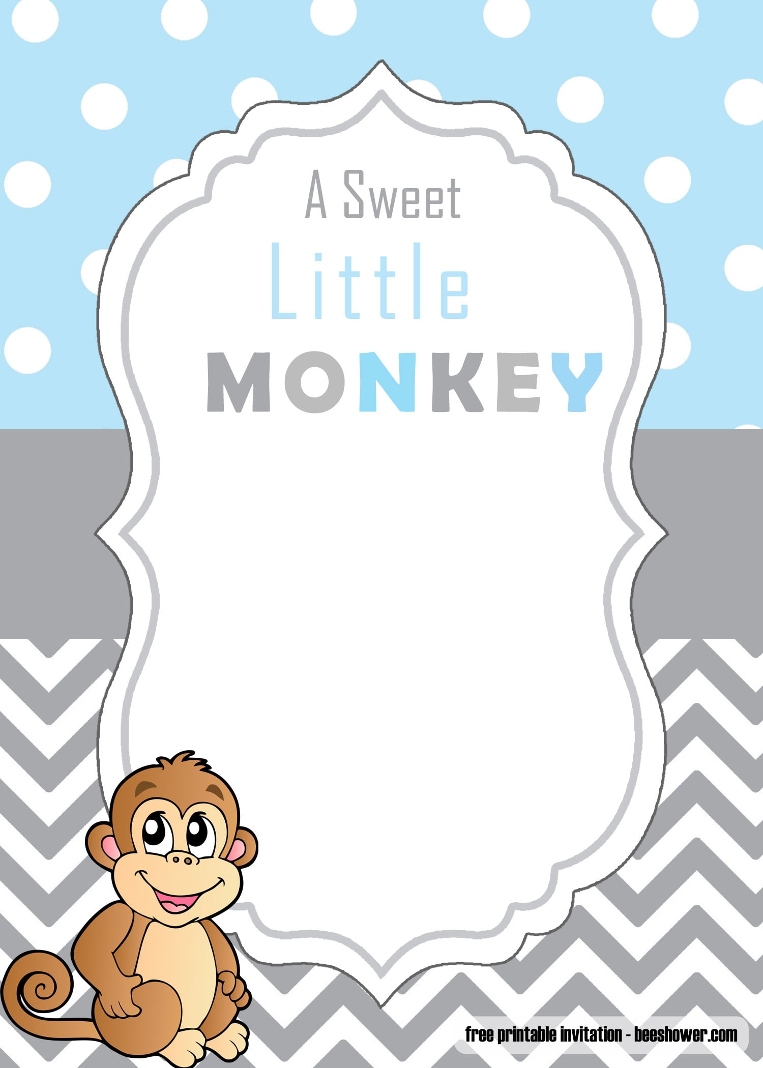 FREE Cute Monkey Baby Shower Invitations Templates FREE Printable 