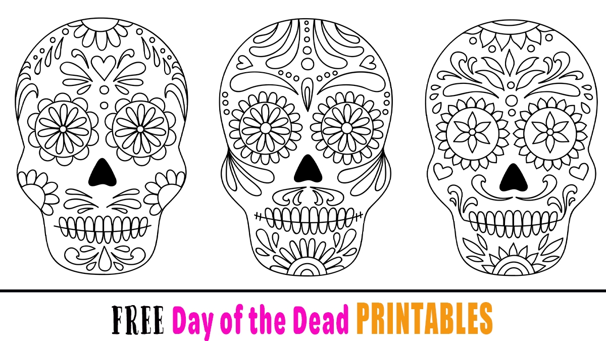 Free Dia De Los Muertos Day Of The Dead Printable Colouring Pages For 