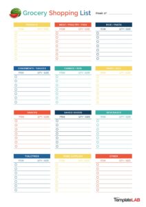 Free Download Grocery List Template Web All My Excel Grocery List