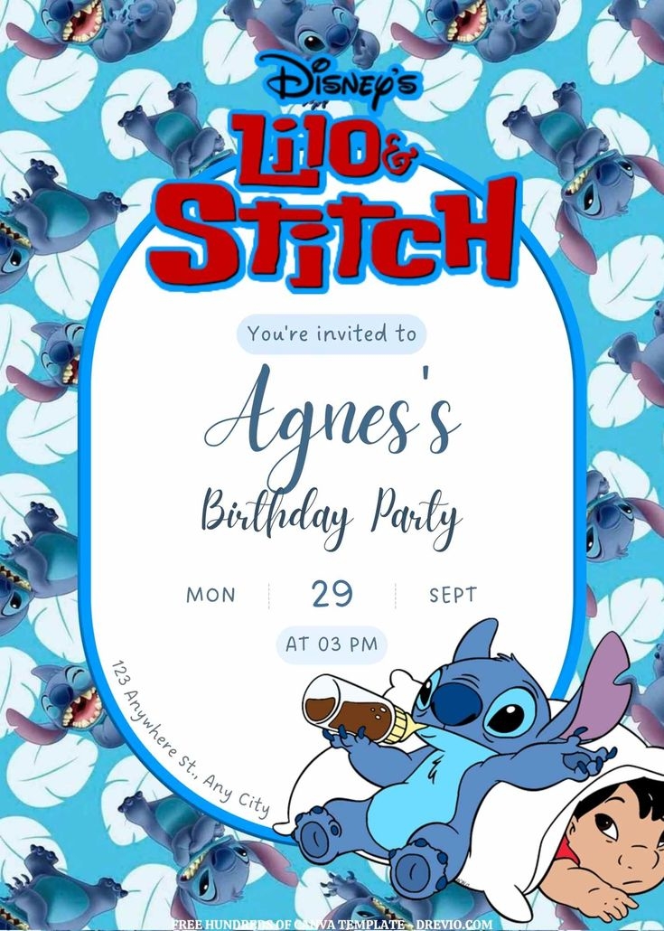 FREE EDITABLE 20 Lilo Stitch Canva Templates Printable Birthday 