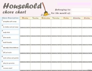 Free Editable Printable Chore Charts For Adults Printable Templates
