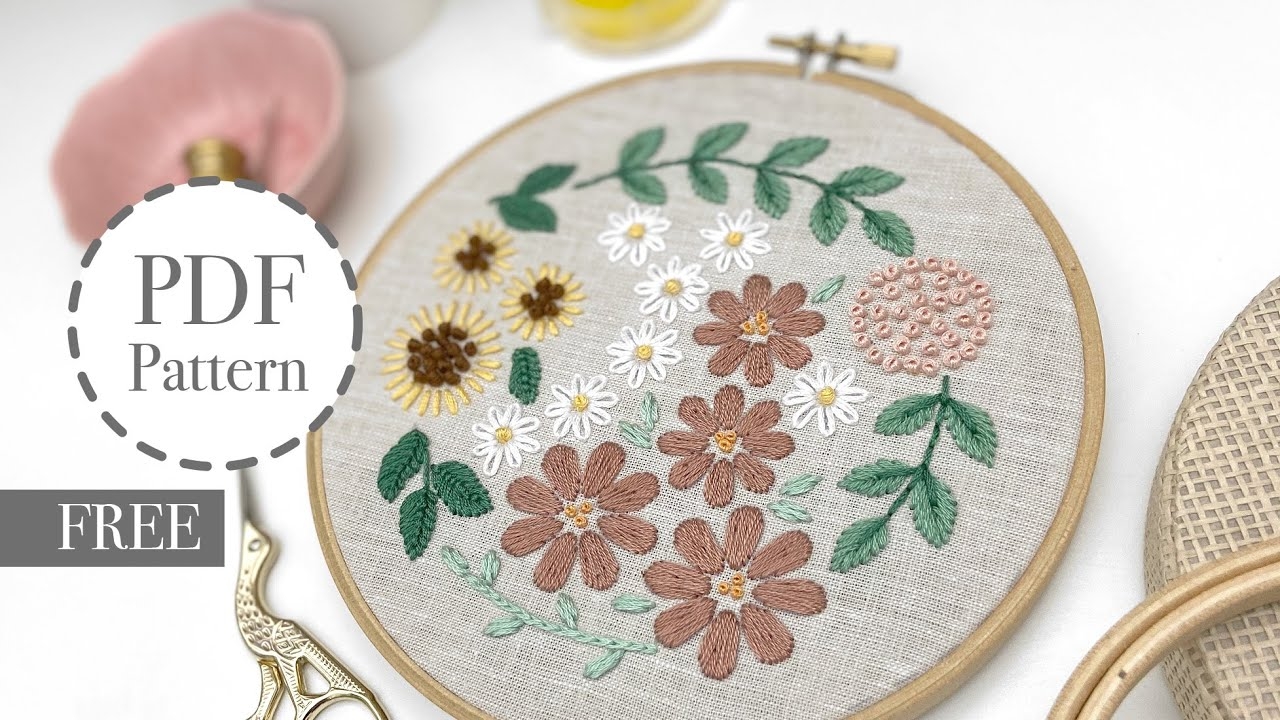 Free Embroidery Pattern For Beginners How To Embroider Flowers Easy 