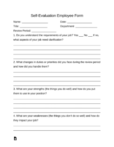 Free Employee Self Evaluation Forms Printable Printable Forms Free Online