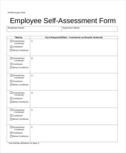 Free Employee Self Evaluation Forms Printable Printable Forms Free Online