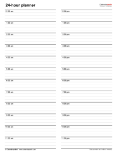 Free Hourly Planners In PDF Format 20 Templates