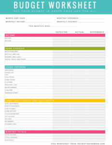 Free Household Budget Worksheet PDF Printable Freebie Finding Mom