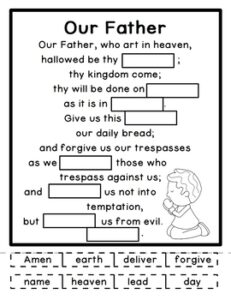 FREE Our Father Lord 39 s Prayer Printable Cut And Paste Activity