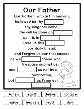  FREE Our Father Lord 39 s Prayer Printable Cut And Paste Activity