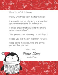 FREE Personalized Printable Letter From Santa To Your Child