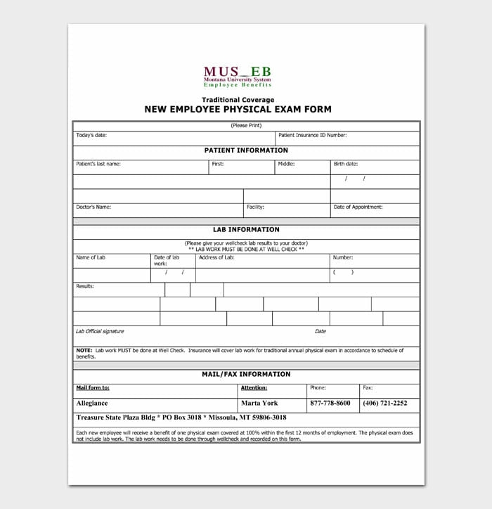 Free Physical Form For Work How To Fill Out with Examples Word PDF