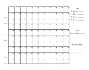 Free Printable 100 Square Grid Football Pool