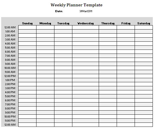 Free Printable 24 Hour Daily Planner Template