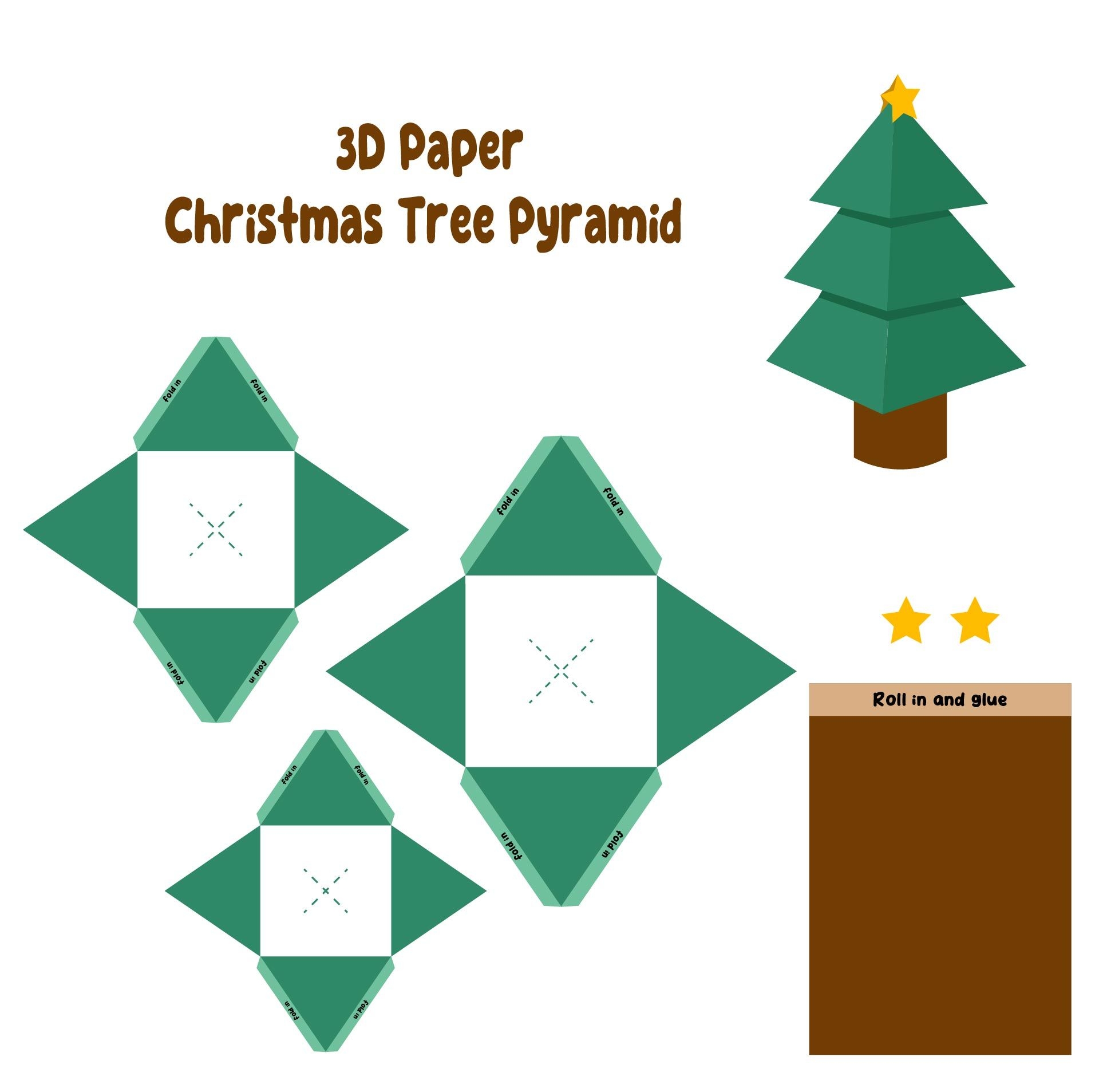 Free Printable 3D Christmas Tree Template