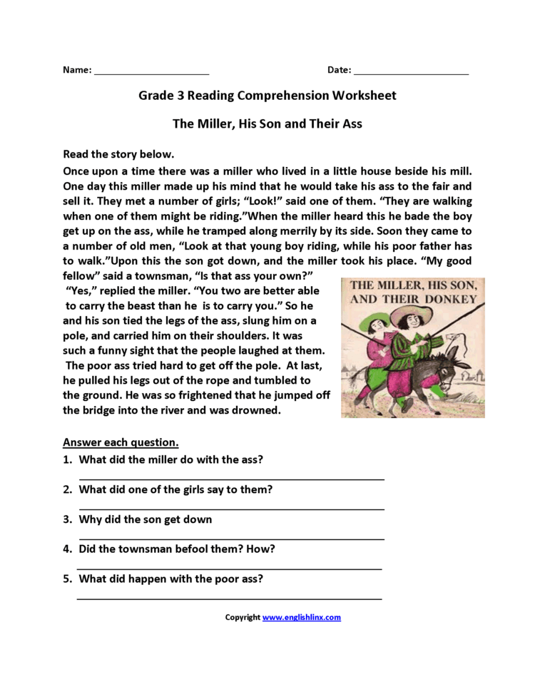 Free Printable 3Rd Grade Reading Worksheets