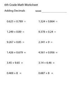 Free Printable 6Th Grade Math Worksheets