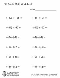 Free Printable 8Th Grade Math Worksheets Printable Worksheets