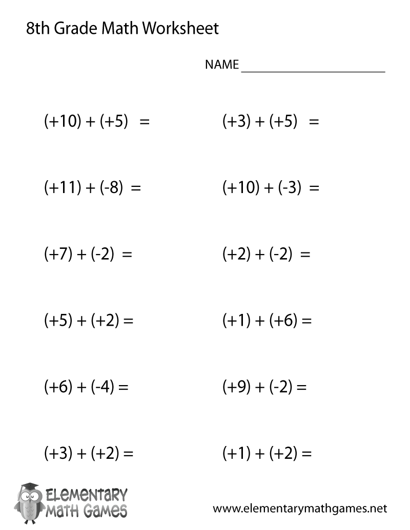 Free Printable 8Th Grade Math Worksheets Printable Worksheets