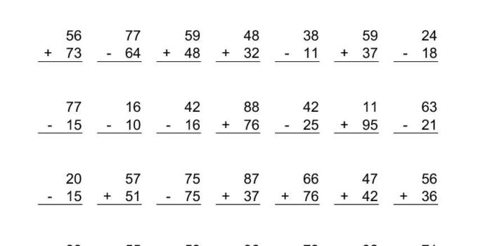 Free Printable Addition And Subtraction Worksheets