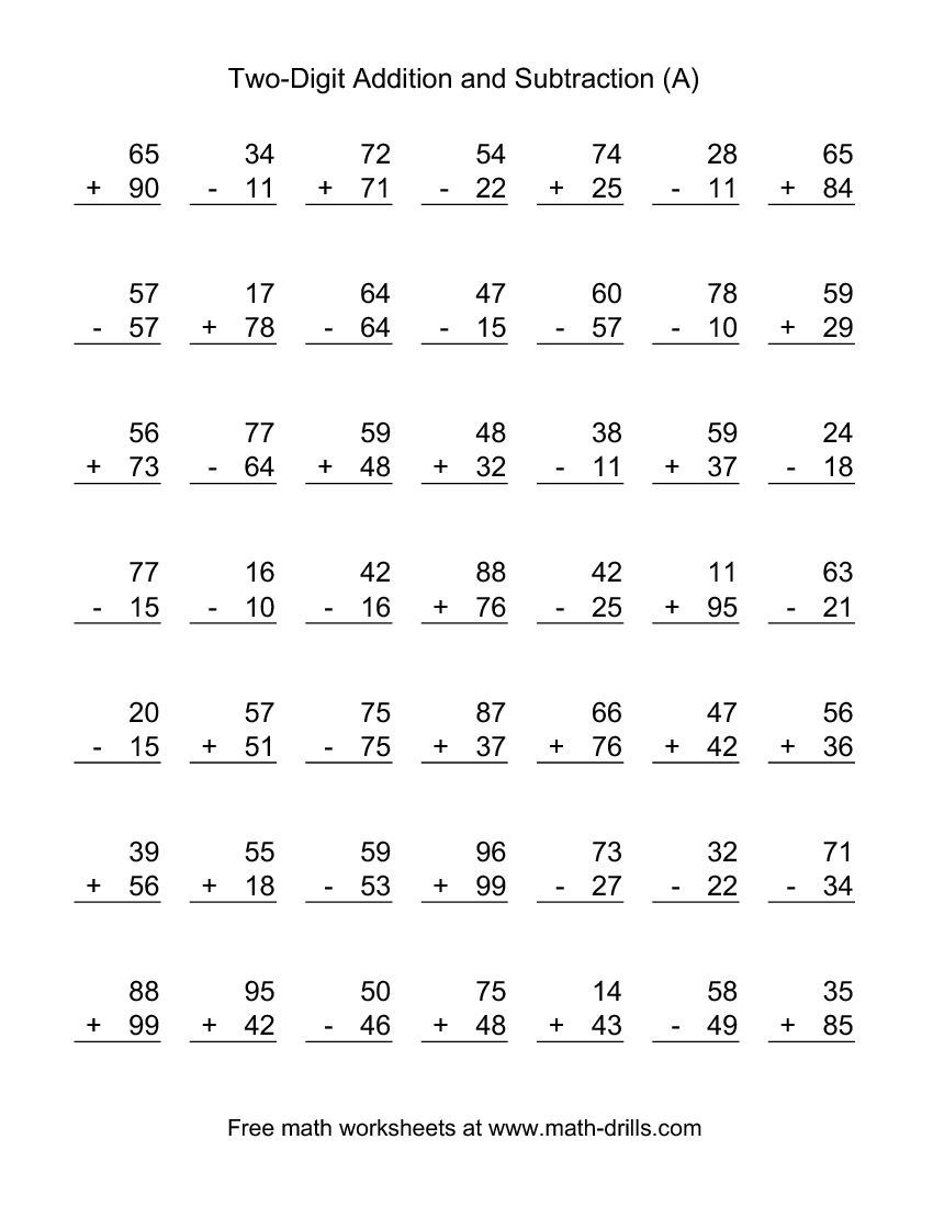 Free Printable Addition And Subtraction Worksheets Free Printable