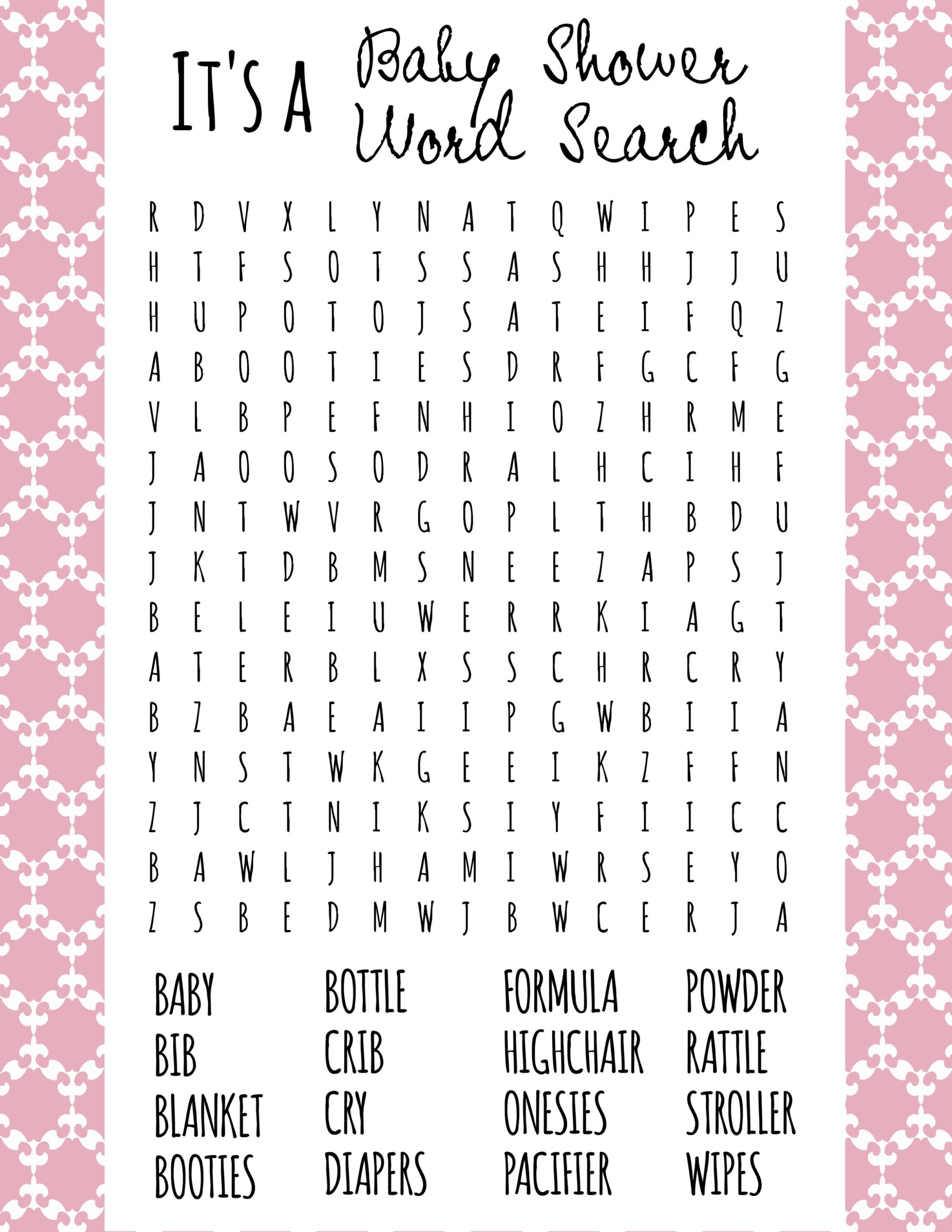 Free Printable Baby Shower Games For Girls