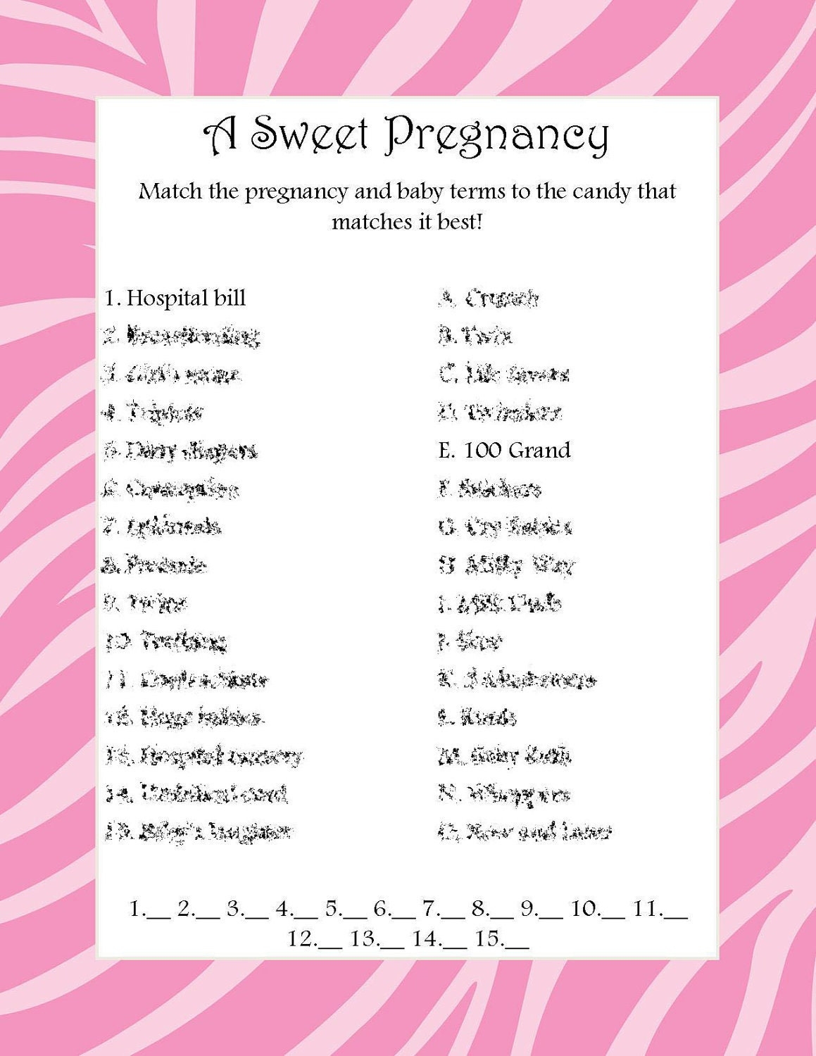Free Printable Baby Shower Games With Answer Key Baby Shower Games 