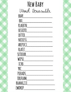 Free Printable Baby Shower Games Word Scramble