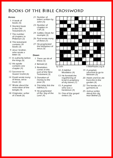 Free Printable Bible Crossword Puzzles For Adults