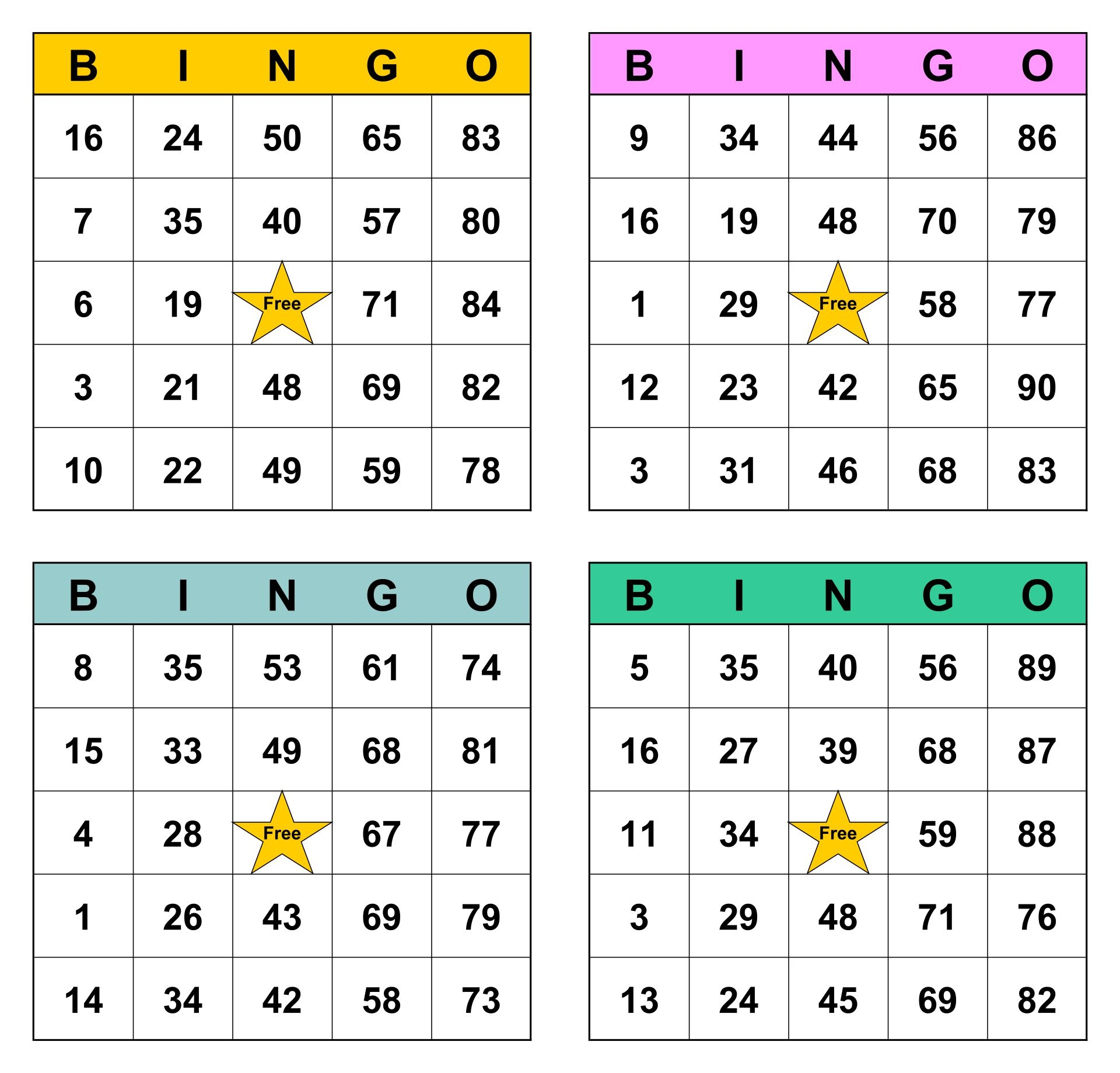 Free Printable Bingo Cards With Pictures
