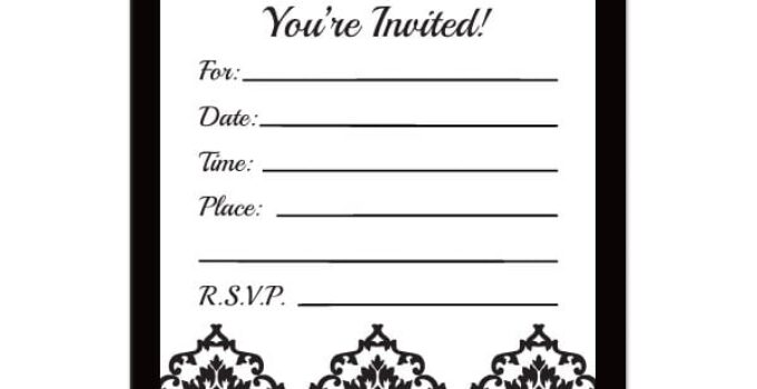 Black And White Birthday Invitations Free Printable