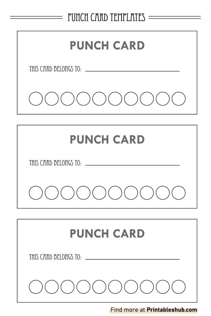 Free Printable Blank Punch Card Template PDF