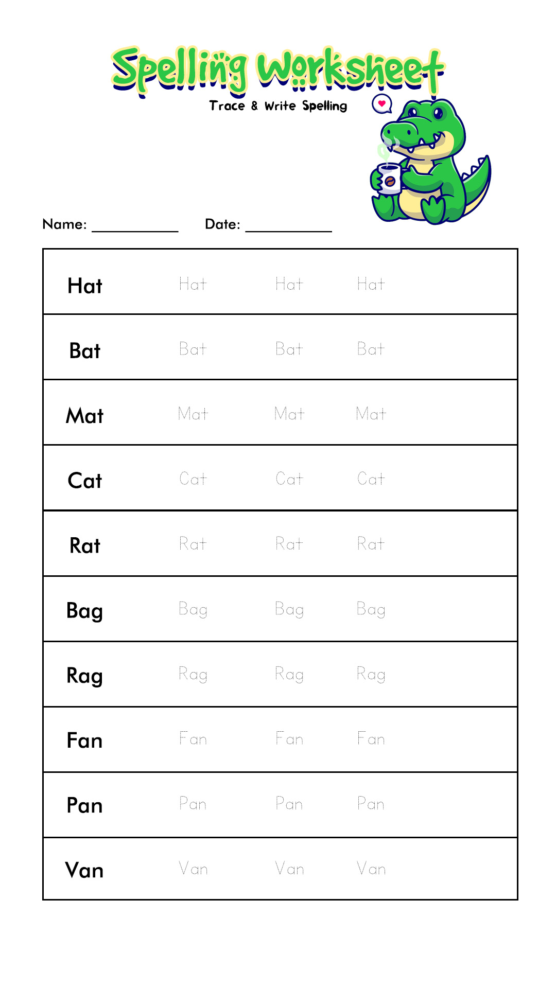 Free Printable Blank Spelling Practice Worksheets Free Printable Download